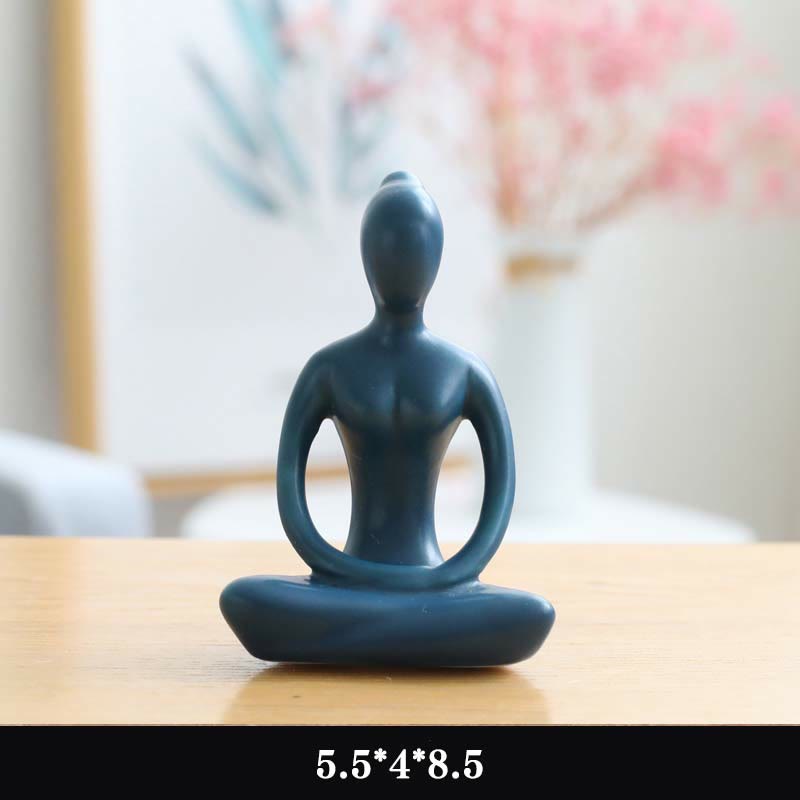 Exercice de méditation de yoga abstrait Céramique Figurine spirituelle Sculpture Décoration - Bleu - Pensée - image 6
