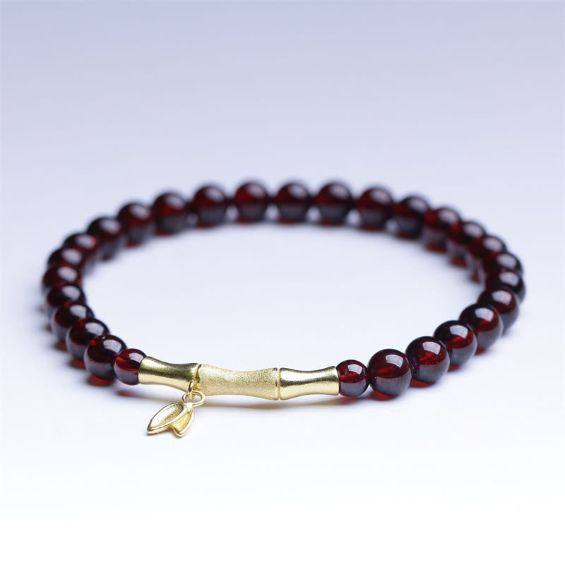 Bracelet de protection en bambou et grenat naturel en argent sterling 925 plaqué or et cuivre 14 carats avec Buddha Stones - image 2