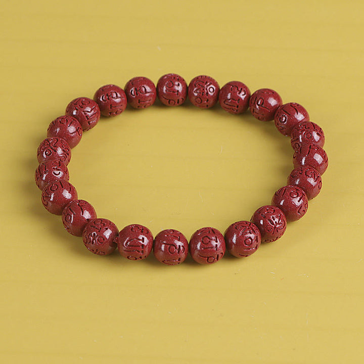 Bracelet de perles de chance et de richesse en Buddha Stones Double PiXiu Cinabre Om Mani Padme Hum