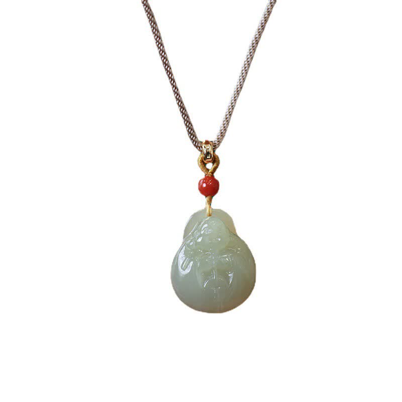 Collier pendentif en jade Hetian Bouddha rieur pour la prospérité et la richesse