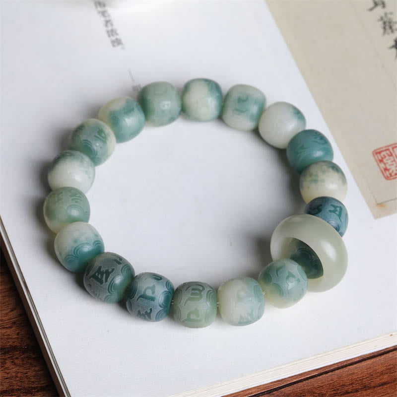 Bracelet gravé en Buddha Stones graines de Bodhi Om Mani Padme Hum pour éloigner les mauvais esprits