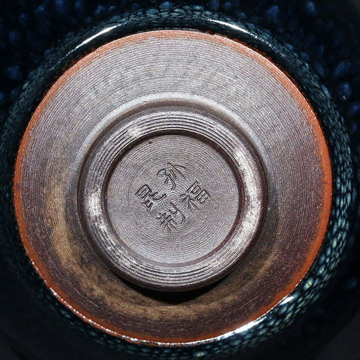 Tasse à thé en céramique chinoise Jianzhan faite à la main en Buddha Stones avec tache de Francolinus bleu