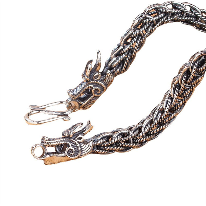 Bracelet jonc en argent sterling 925 avec Buddha Stones et dragon