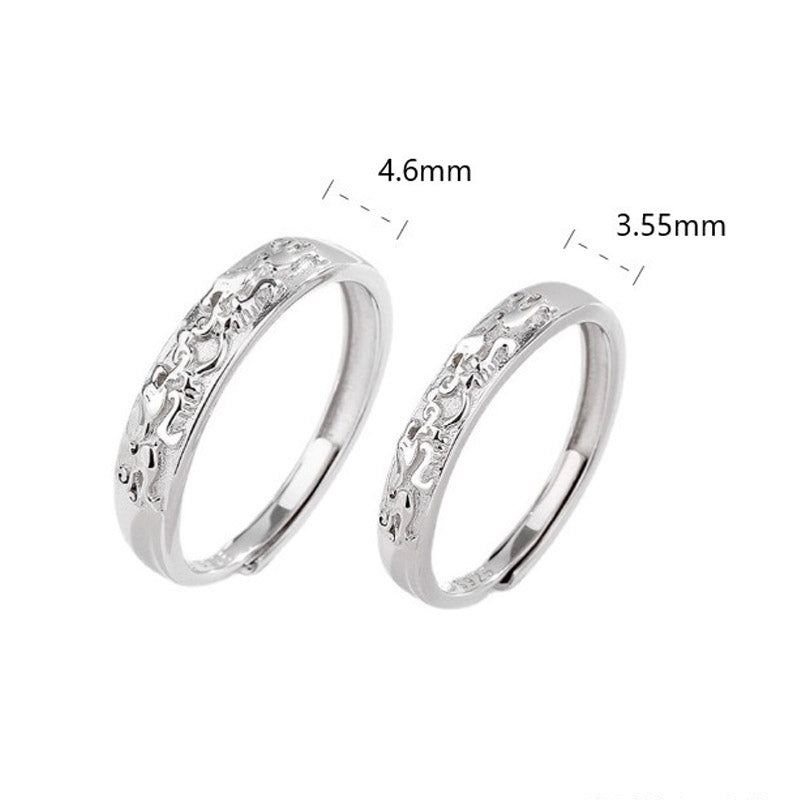 Bague de couple réglable en argent sterling 925 Buddha Stones PiXiu Balance