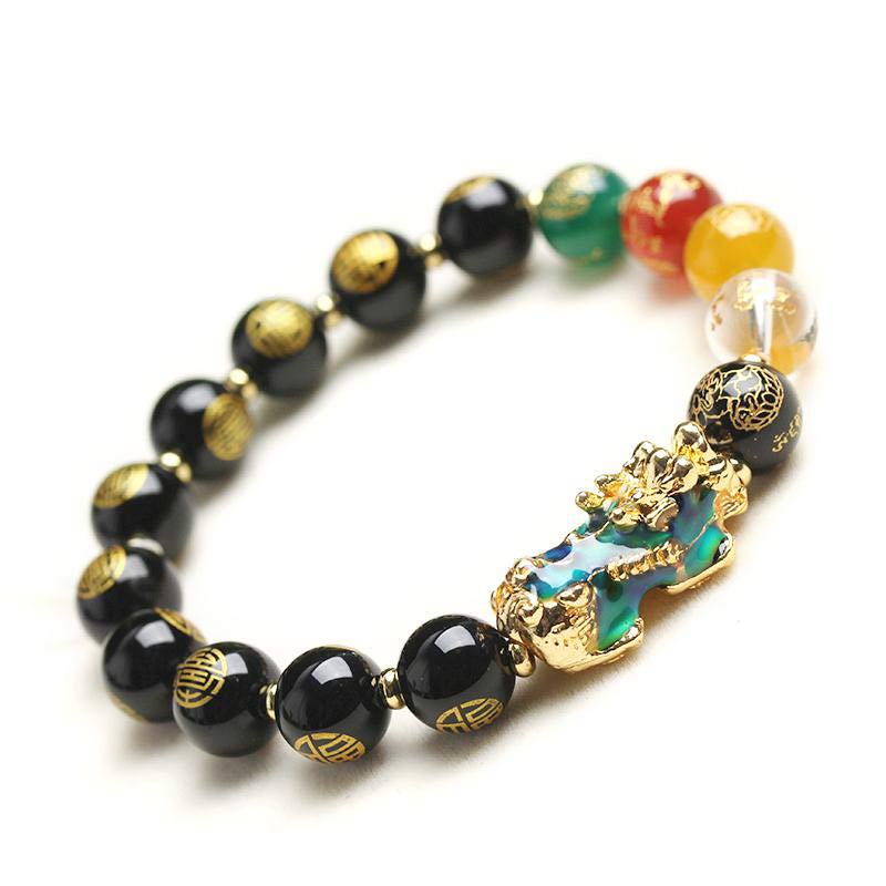 Bracelet porte-bonheur en obsidienne Pixiu à changement de couleur Buddha Stones