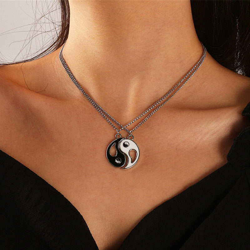 Collier avec pendentif Yin Yang pour couple, 2 pièces