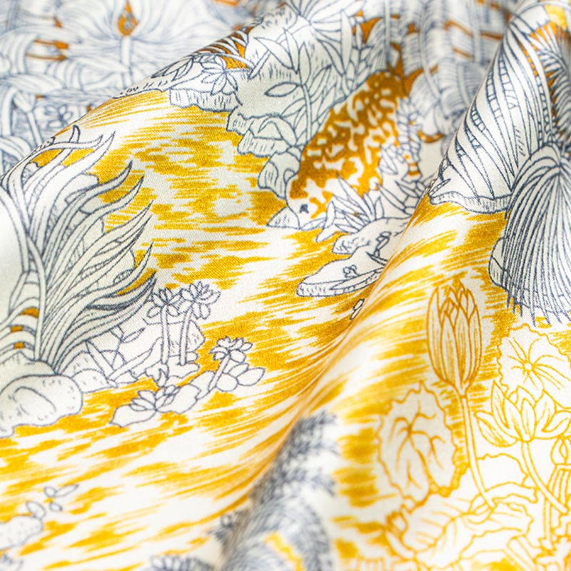 Écharpe en soie de mûrier 100 % peinture à l'huile de la jungle avec Buddha Stones et nuages ​​de bon augure, écharpe de cou en soie double face de qualité supérieure 6A - image 2