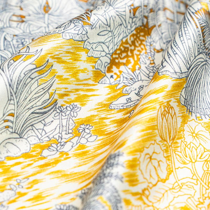 Écharpe en soie de mûrier 100 % peinture à l'huile de la jungle avec Buddha Stones et nuages ​​de bon augure, écharpe de cou en soie double face de qualité supérieure 6A - image 2