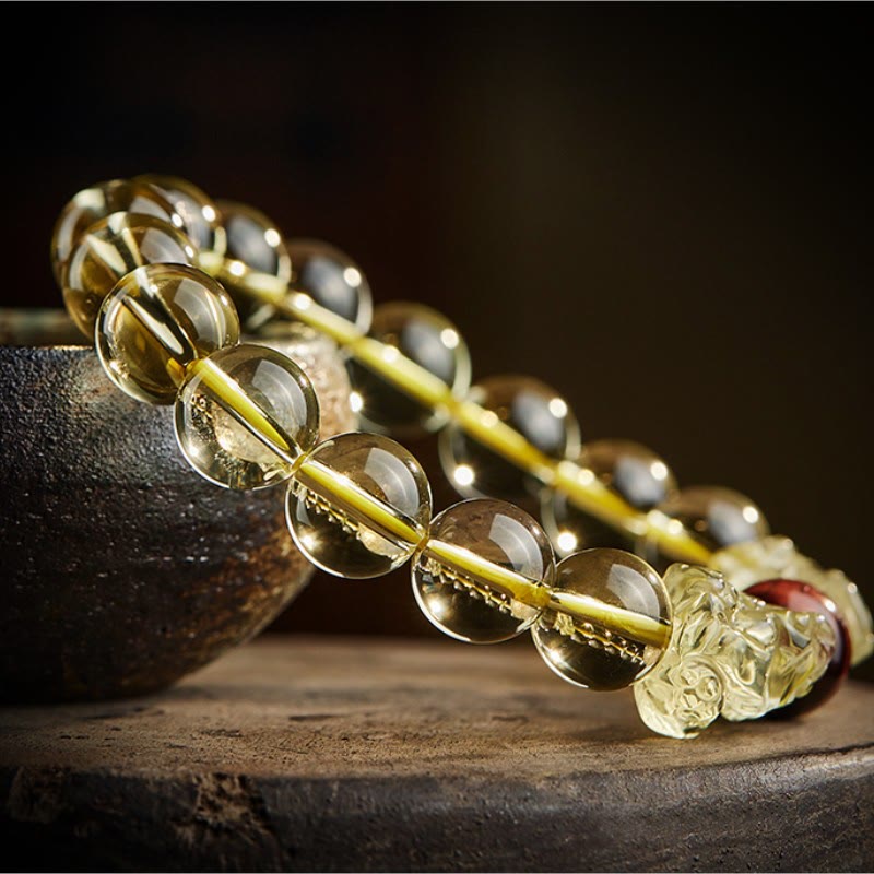 Bracelet de protection de prospérité en œil de tigre double PiXiu en Buddha Stones
