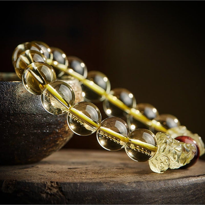 Bracelet de protection de prospérité en œil de tigre double PiXiu en Buddha Stones