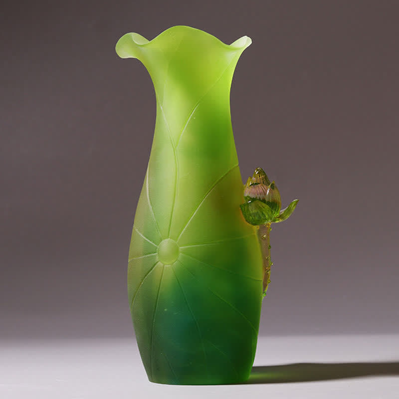 Pièce d'art en cristal Liuli faite à la main en forme de lotus Feng Shui pour la maison ou le bureau