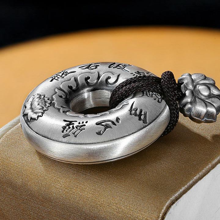 Collier avec pendentif en argent sterling 999 Buddha Stones et boucle de paix en forme de cœur Sutra Lotus - image 8