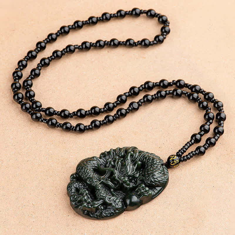 Collier avec pendentif en Buddha Stones Hetian Cyan Jade Dragon Success Harmony - image 5