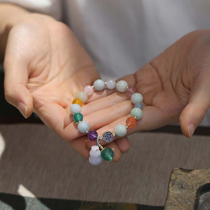 Bracelet porte-bonheur en gourde et jade