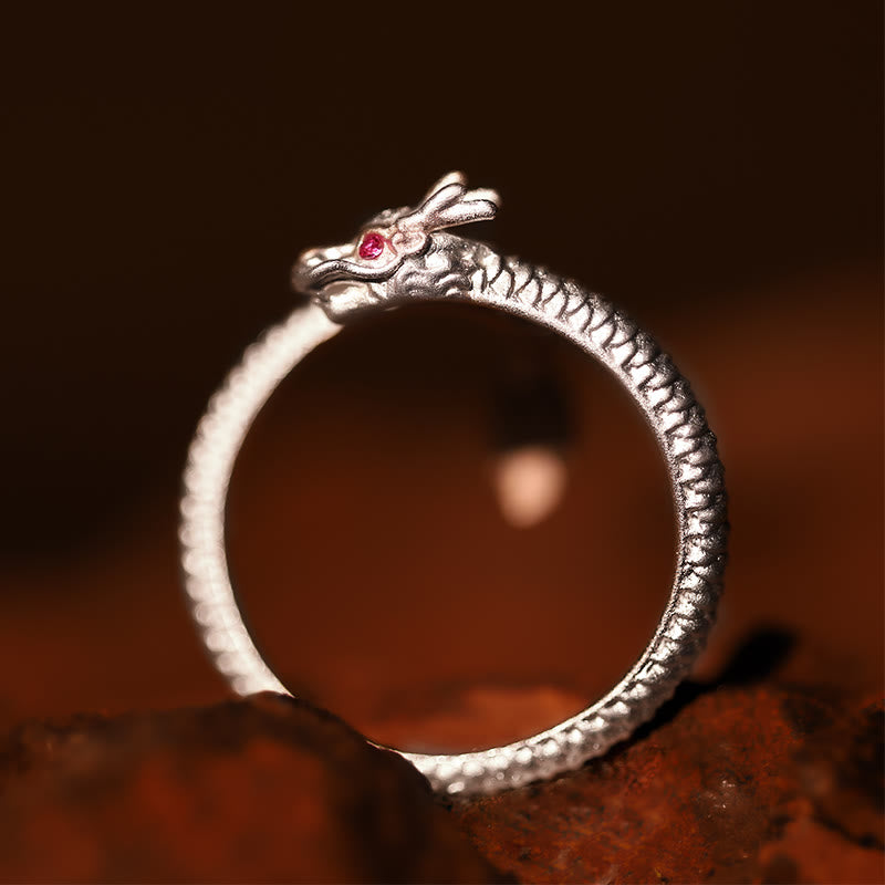 Bague ajustable en argent sterling 925 Buddha Stones , vintage, année du dragon, protection, force