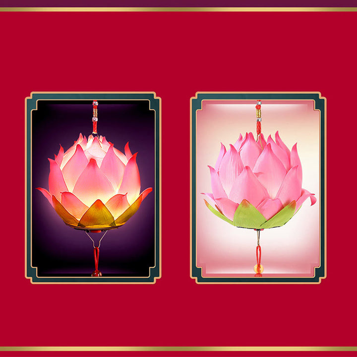 Lampe à pompon en forme de lanterne en forme de Buddha Stones et de fleur de lotus à faire soi-même