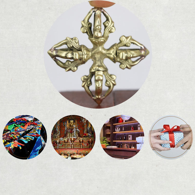 Vajra double Dorje à 5 griffes en cuivre fait main au Népal