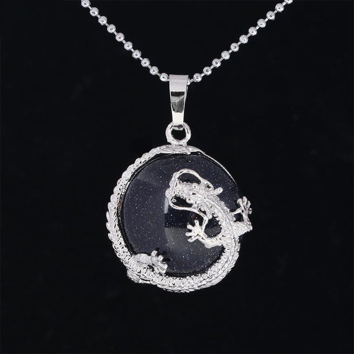 Collier pendentif en cristal de quartz naturel avec énergie de guérison et dragon chinois en Buddha Stones