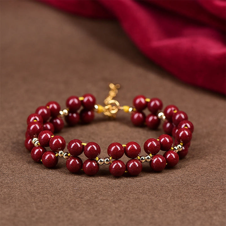 Bracelet de bénédiction en perles de cinabre naturelles de Buddha Stones