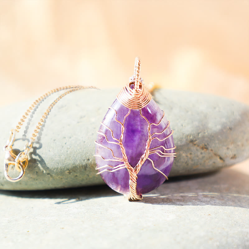 Collier pendentif en cristal de quartz naturel avec énergie de guérison de l'arbre de vie en Buddha Stones - image 2