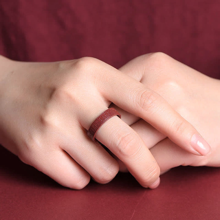 Bague de bénédiction de nuages ​​de Buddha Stones Cinabre Om Mani Padme Hum - image 7