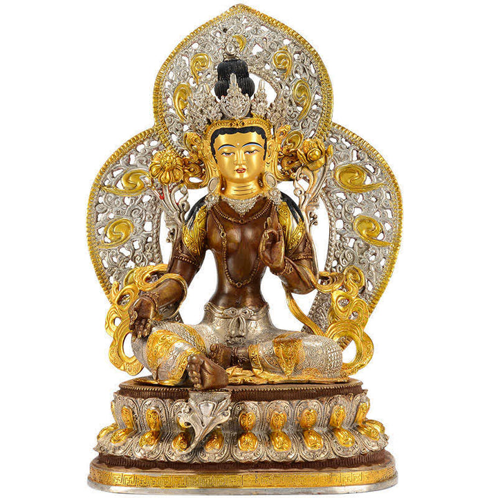 Statue décorative en cuivre du Bodhisattva Tara Verte Espoir - 10 pouces - image 0