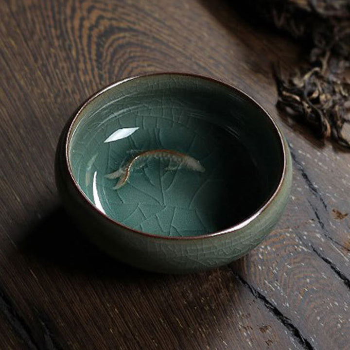 Buddha Stones Poisson Koi Coloré Tasse à Thé en Céramique Tasse à Thé Kung Fu Bol