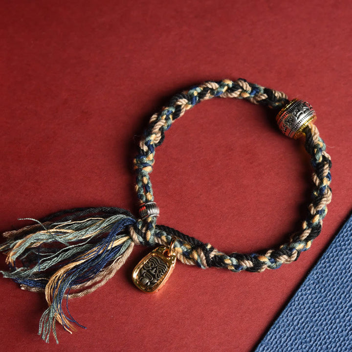 Buddha Stones Zakiram Déesse de la richesse Om Mani Padme Hum Bracelet fait main pour la paix