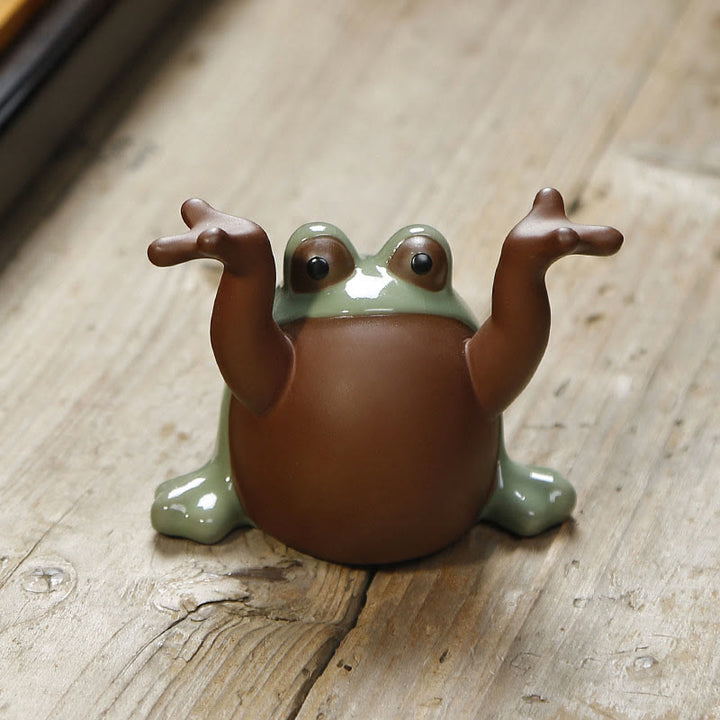 Figurine de grenouille porte-bonheur en céramique pour animal de compagnie, Buddha Stones FengShui, richesse, décoration