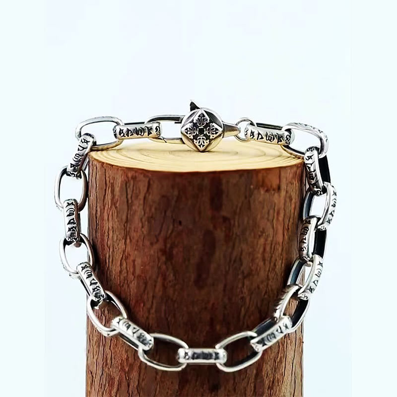 Bracelet de sagesse gravé en cuivre double Dorje Buddha Stones Om Mani Padme Hum
