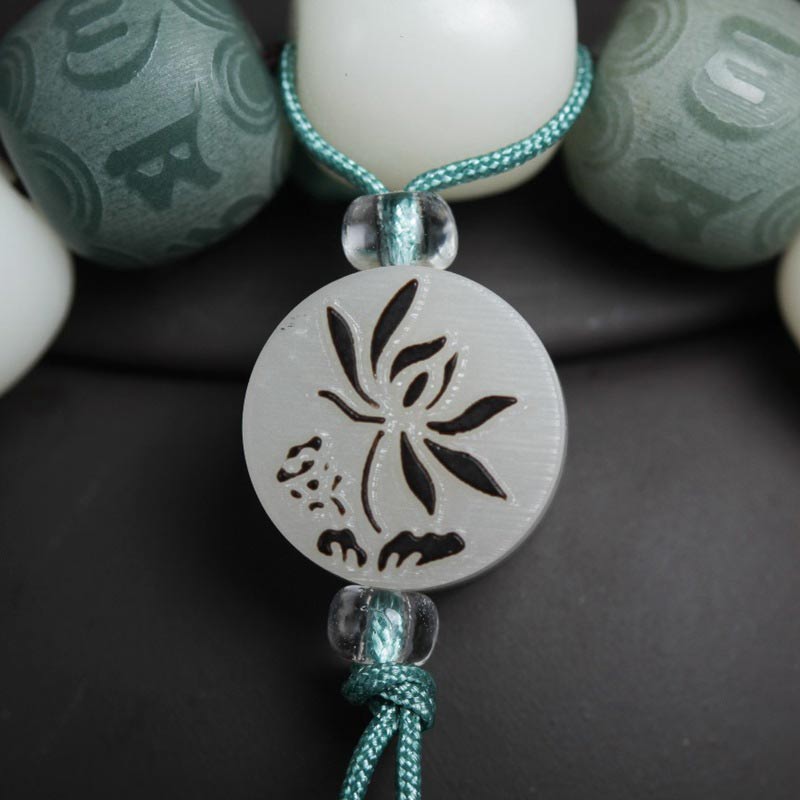 Bracelet de protection Bodhi Six Vrais Mots en Buddha Stones Blanc