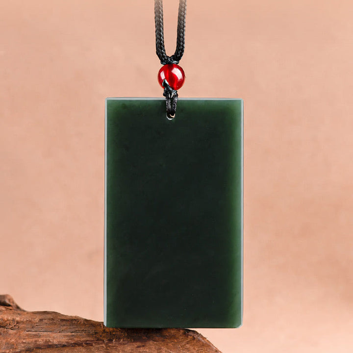 Collier pendentif gravé avec dragon en jade cyan Hetian Buddha Stones - image 6
