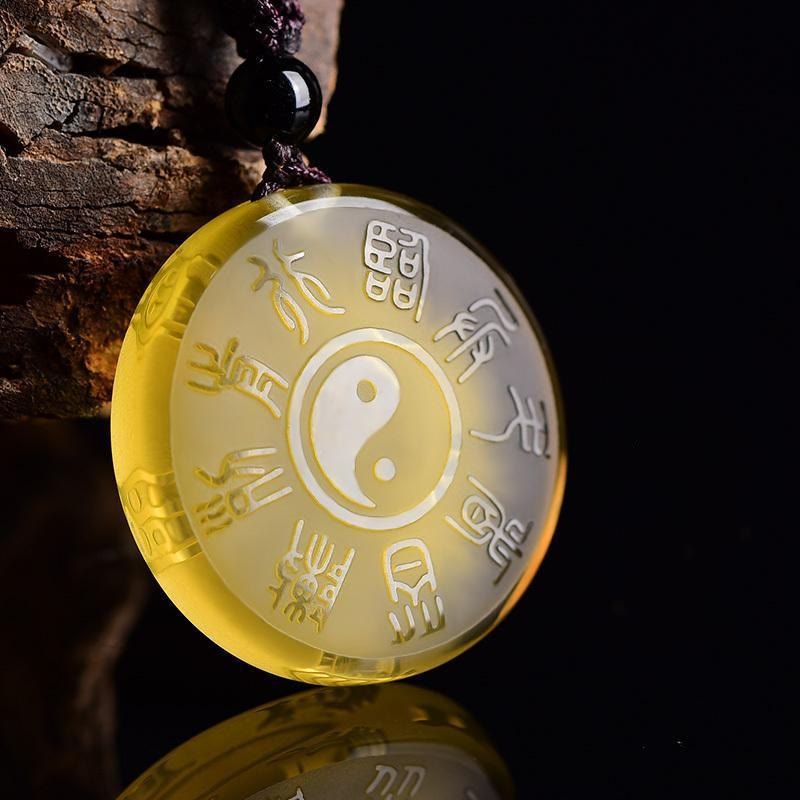 Buddha Stones Taoïsme Cinq montagnes sacrées Symbole Yin Yang Collier pendentif d'équilibre en cristal Liuli Porte-clés - image 10