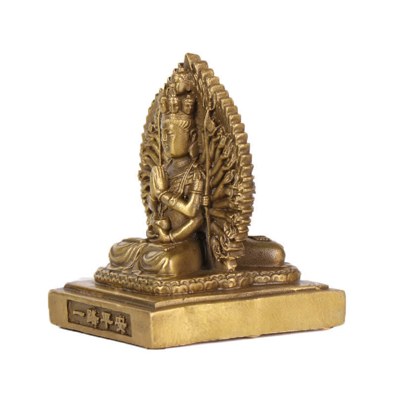 Figurine d'Avalokitesvara à mille mains de Chenrezig, statue de protection double face Kuan Yin Bodhisattva en cuivre massif, décoration - image 3