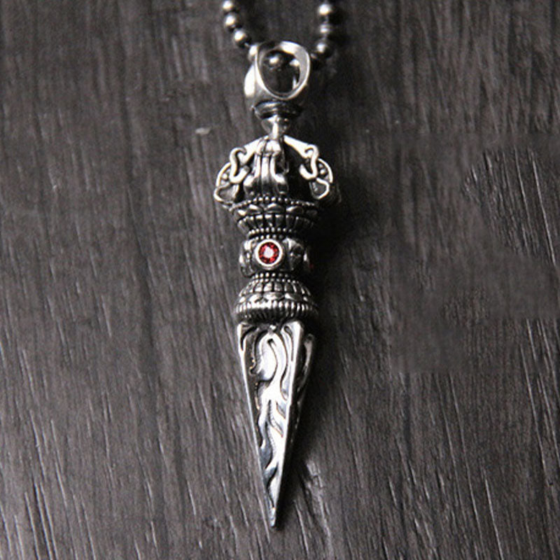 Collier pendentif Vajra en argent sterling 925 avec Buddha Stones