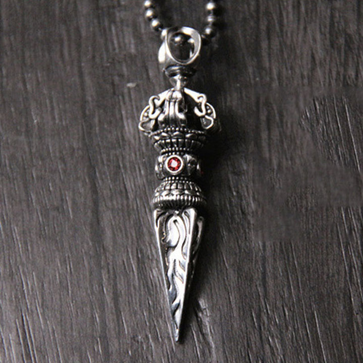Collier pendentif Vajra en argent sterling 925 avec Buddha Stones