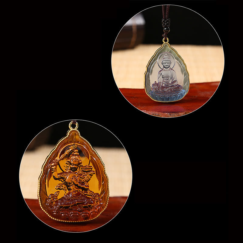 Collier avec pendentif en cristal de sérénité du Bouddha tibétain Liuli - image 10