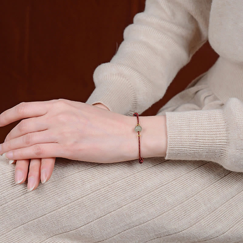 Bracelet en argent sterling 925 plaqué or Buddha Stones et jade Hetian Lotus Luck Red String - image 3