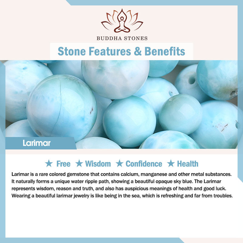 Bracelet de confiance en sagesse et en larimar naturel Buddha Stones