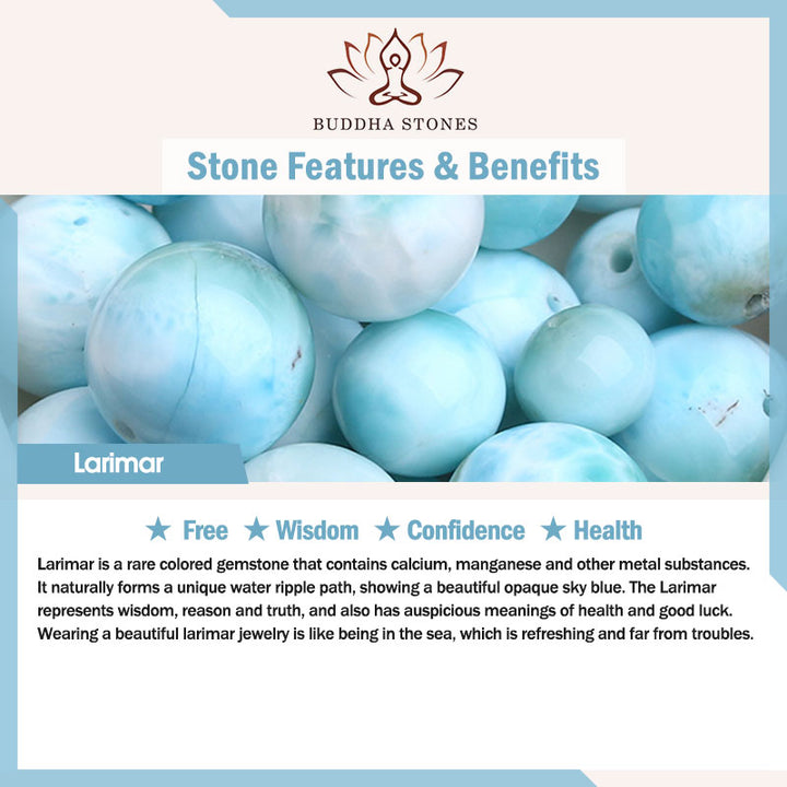 Bracelet de confiance en sagesse et en larimar naturel Buddha Stones
