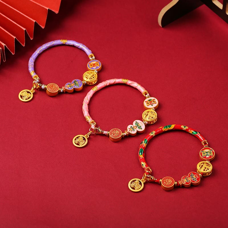Bracelet tibétain en calebasse, porte-bonheur, lion, richesse, chance