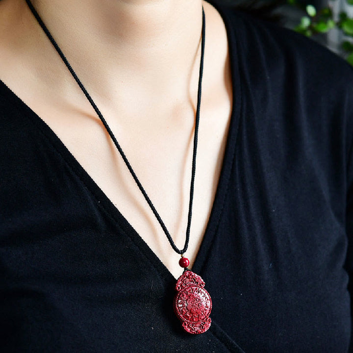 Collier pendentif en Buddha Stones rieur Yin Yang zodiaque chinois gourde cinabre naturel bénédiction - image 21