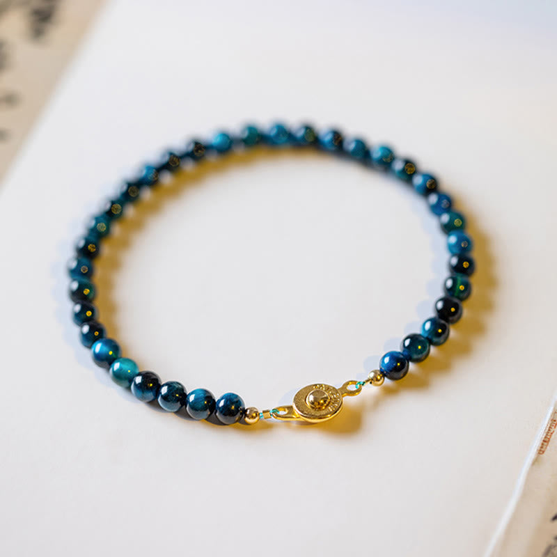 Bracelet de protection en pierre naturelle œil de tigre bleu Buddha Stones