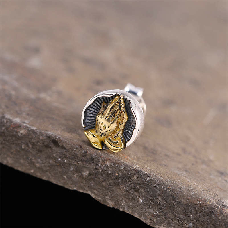 Boucles d'oreilles à tige Namaste Equality en argent sterling 925 Buddha Stones - image 8