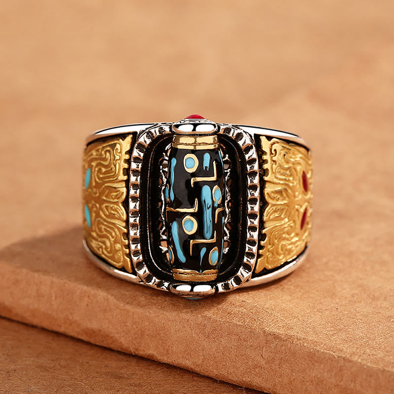 Bague rotative en Buddha Stones de Bouddha et bénédictions de richesse