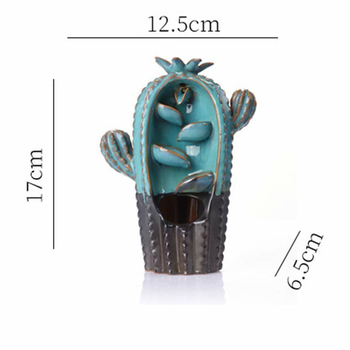 Brûleur d'encens à reflux en céramique Cactus Healing Smoke Fountain