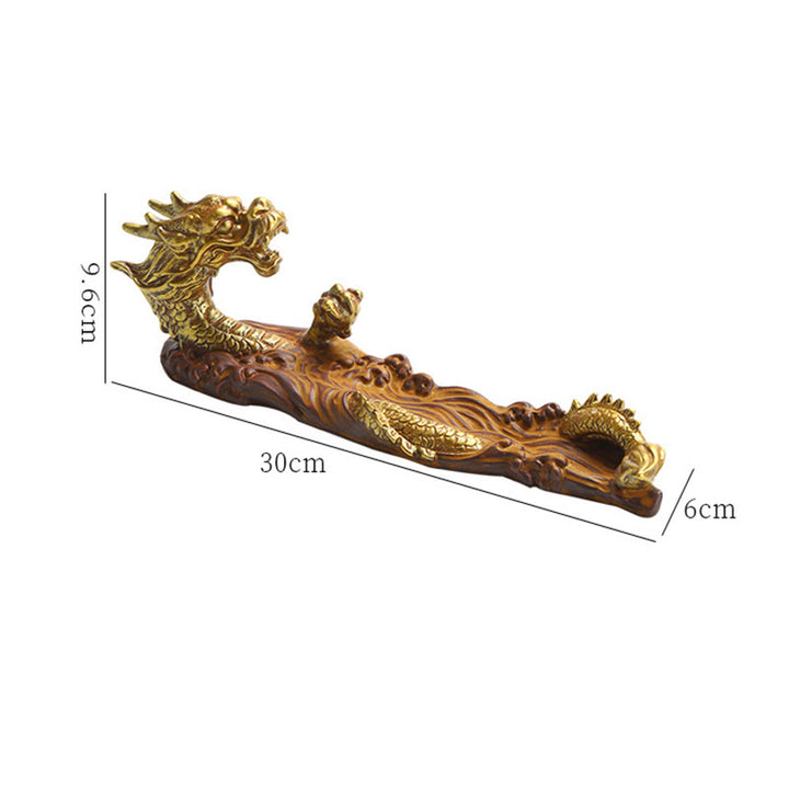 Brûleur d'encens en céramique avec Buddha Stones et protection du dragon