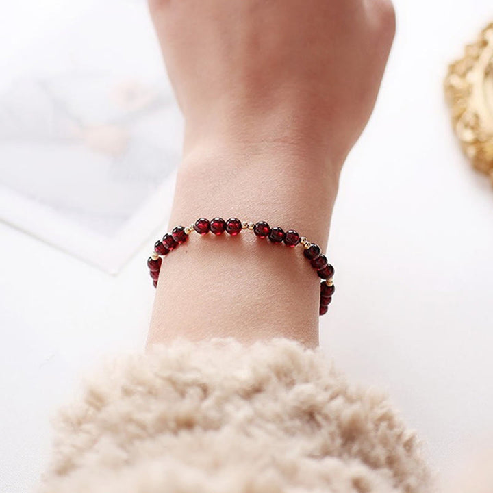 Bracelet Buddha Stones en alliage plaqué or 14 carats et grenat naturel apaisant - image 6