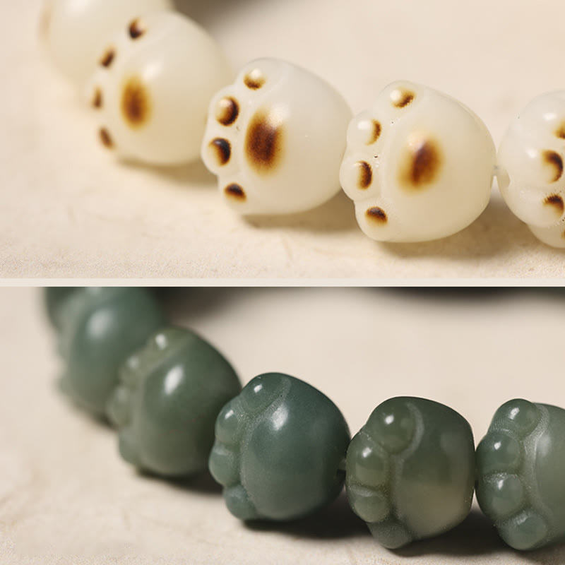 Bracelet de sagesse porte-bonheur en bois d'ébène avec de belles pattes et des graines de Bodhi naturelles de Buddha Stones - image 16