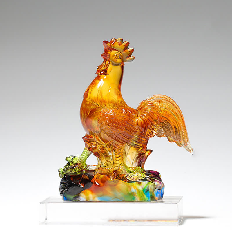 Pièce d'art en cristal de coq Liuli faite à la main, décoration d'intérieur - image 6